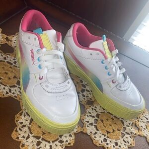 Puma cali sneakers in white and rainbow